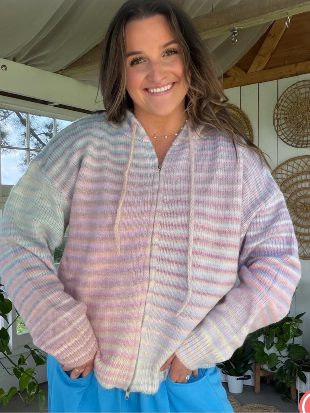 Wishlist Pastel Striped Zip Hoodie - Multicolor